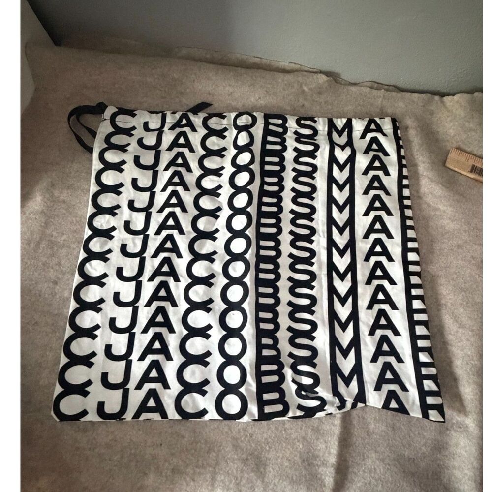 Marc Jacobs Black White Logo Print Drawstring Dust Bag Designer Handbag Storage
